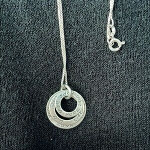 Sterling Silver Engraved Triple Circle Pendant Necklace